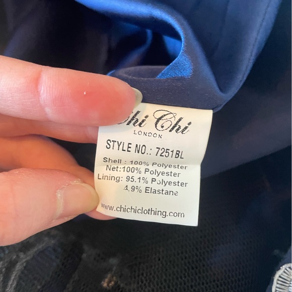 Chi Chi London Navy Tea Length Dress - Picture 8 of 8